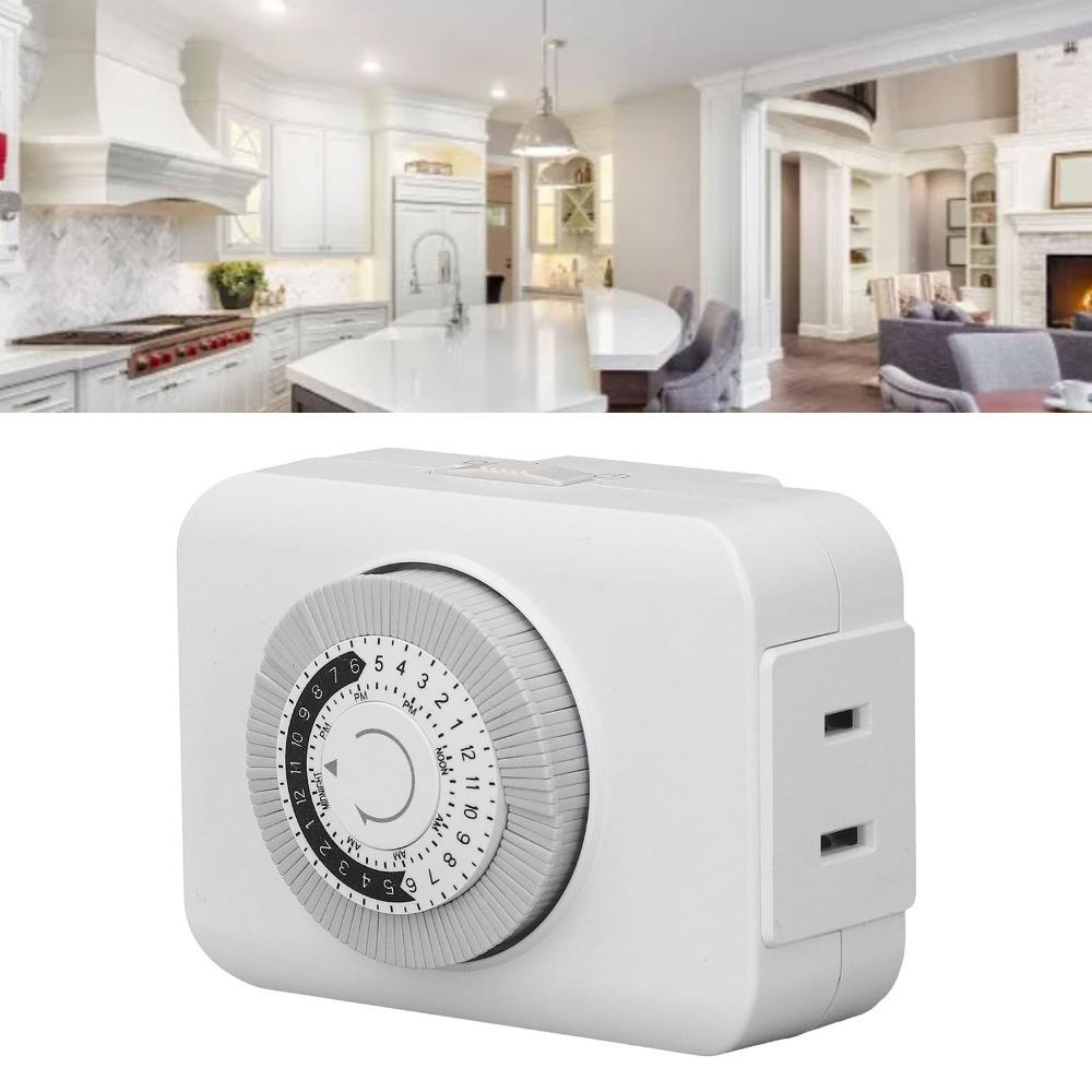 US Standard Timer Socket Mechanical Time Control Plug Convenient Power Outlet Kitchen Use