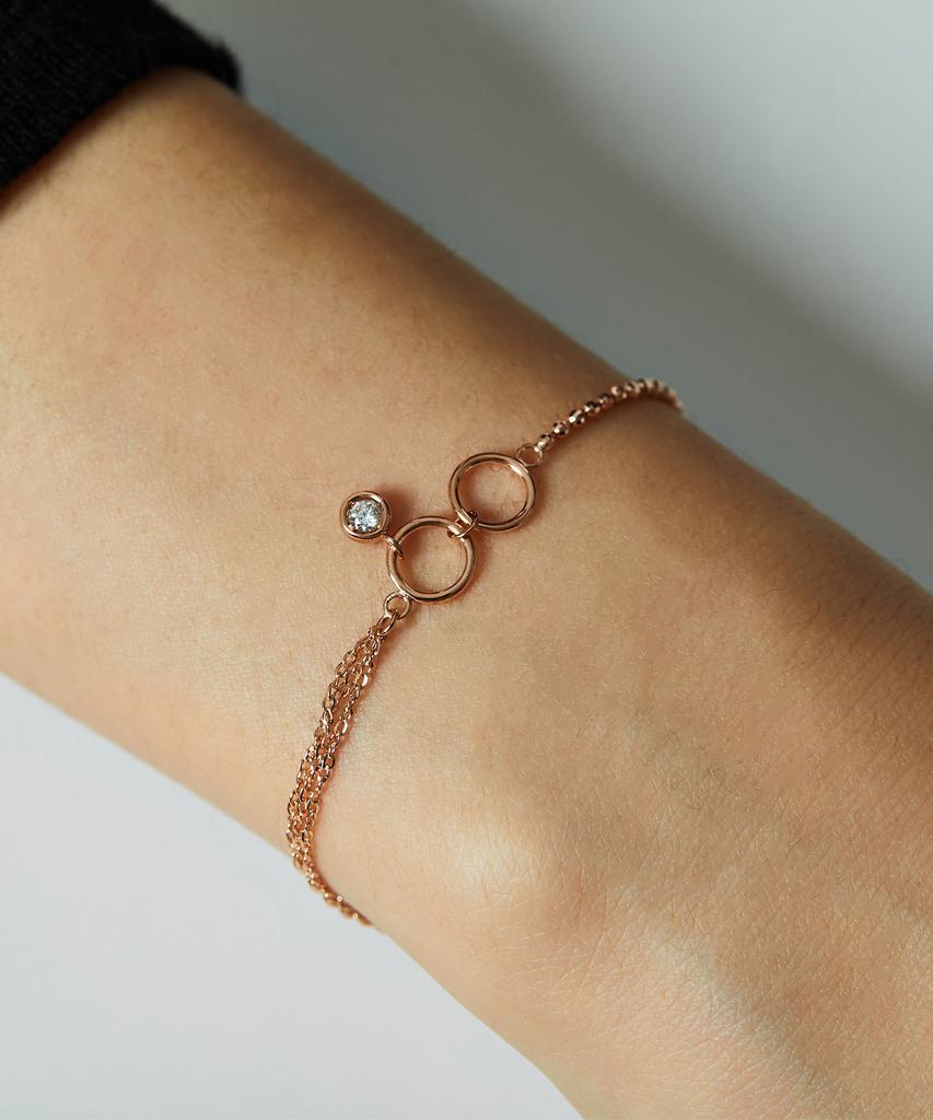 Helene Jewelry 14K Snuggle Mirror Ball And Chain Layered Gold Bracelet