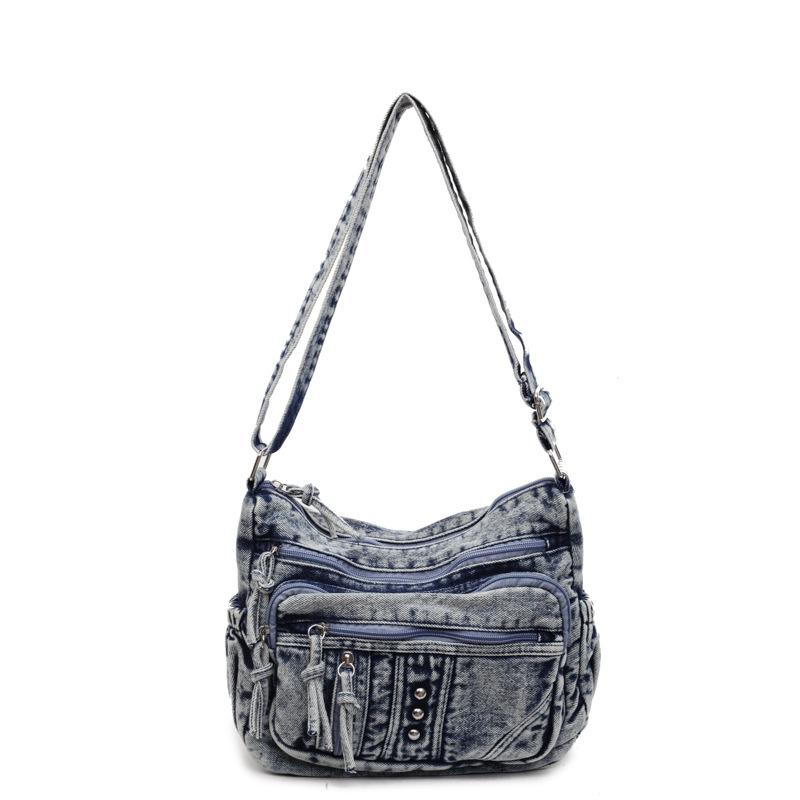 Retro denim bag women's 2025 new fashion commuter tote bag casual simple large capacity shoulder crossbody