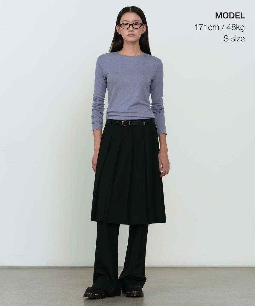 MUSINSA STANDARD WOMAN Women'S Wool Tencel Slim Long Sleeve T-Shirt [Cloudy Blue]