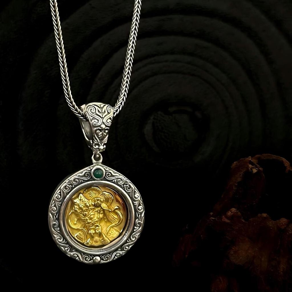 Серебряный кулон-ожерелье с изображением Будды S925 с универсальной застежкой и дизайном шестислоговой мантры