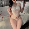 Sexy Lingerie Sexy Lace Splicing Neck Belly Pocket Three O'clock Empty Bed Flirting Uniform Suit