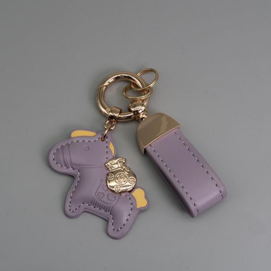 Key Chain Imitation Leather Horse Keychain Pendant Year of Horse Design Key Holder Bag Car Accessory