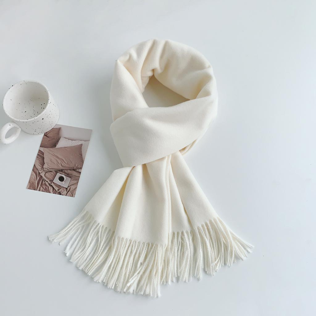 34 цвета, зима 2024, новый высококачественный искусственный кашемировый кисточкой однотонный шарф для женщин, универсальный темпераментный платок-шарф