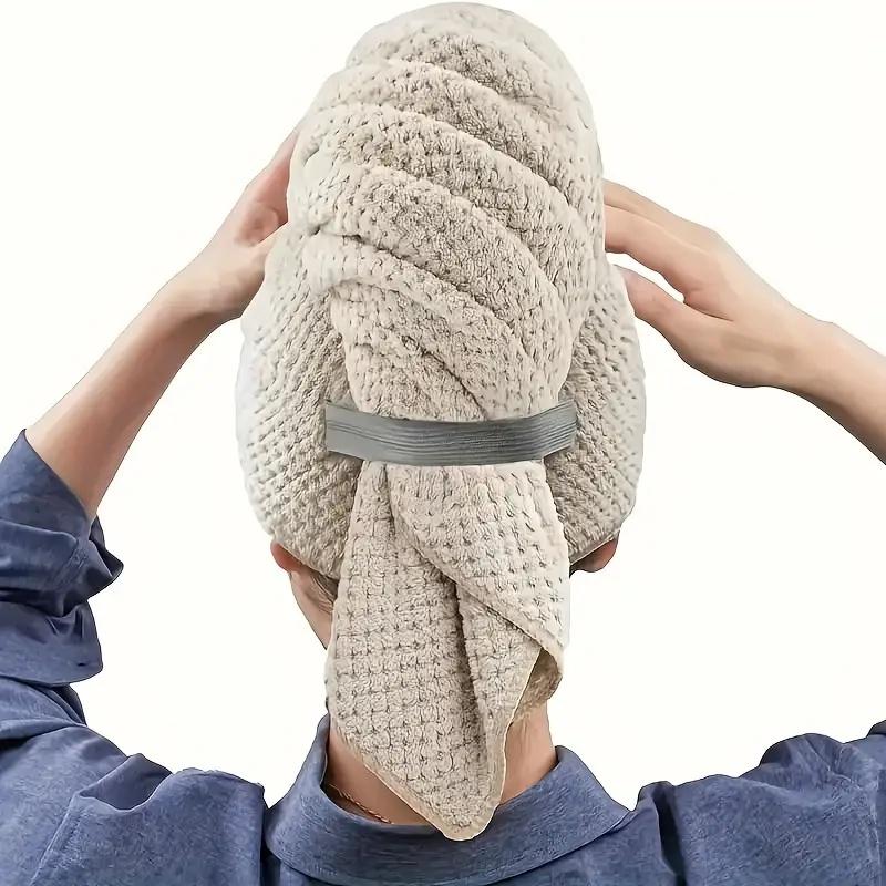 1Pc Ultra-Absorbent Microfiber Hair Towel Wrap For Women Quick Drying Soft On Curly Long Thick Hair With Secure Black Strap