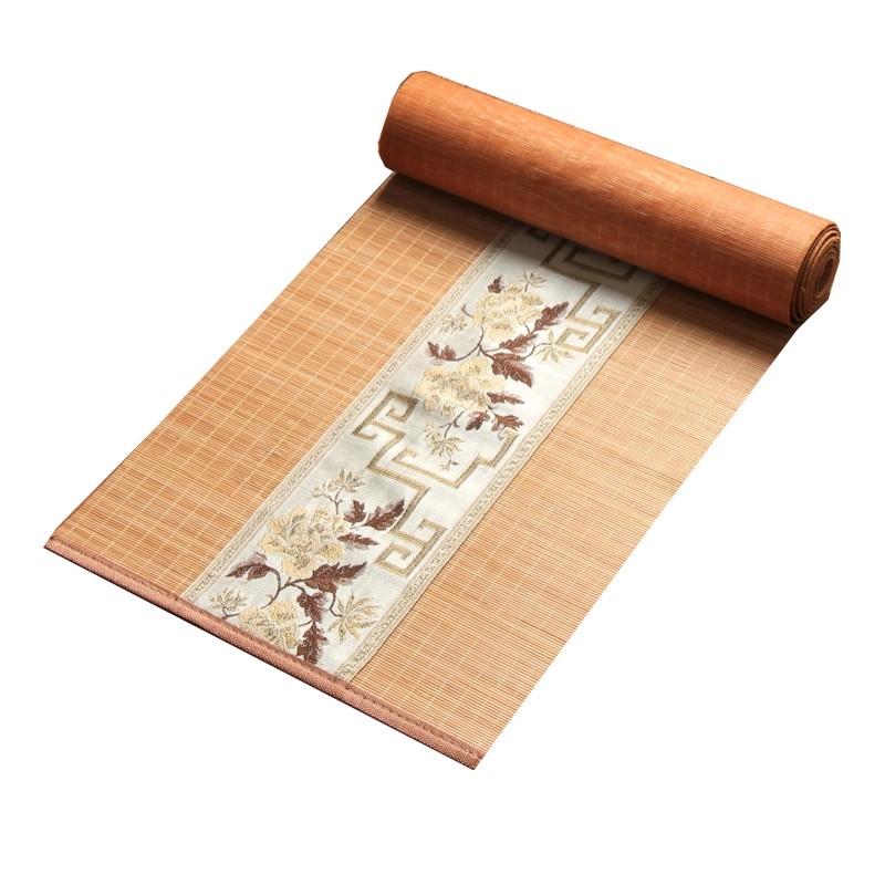 Китайская Дзен Чайная Подставка Ручной Работы - Вышитая Бамбуковая Подставка для Чайного Подноса из Жаккардового Хлопка и Льна, Традиционная Дорожка для Стола для Чайной Церемонии