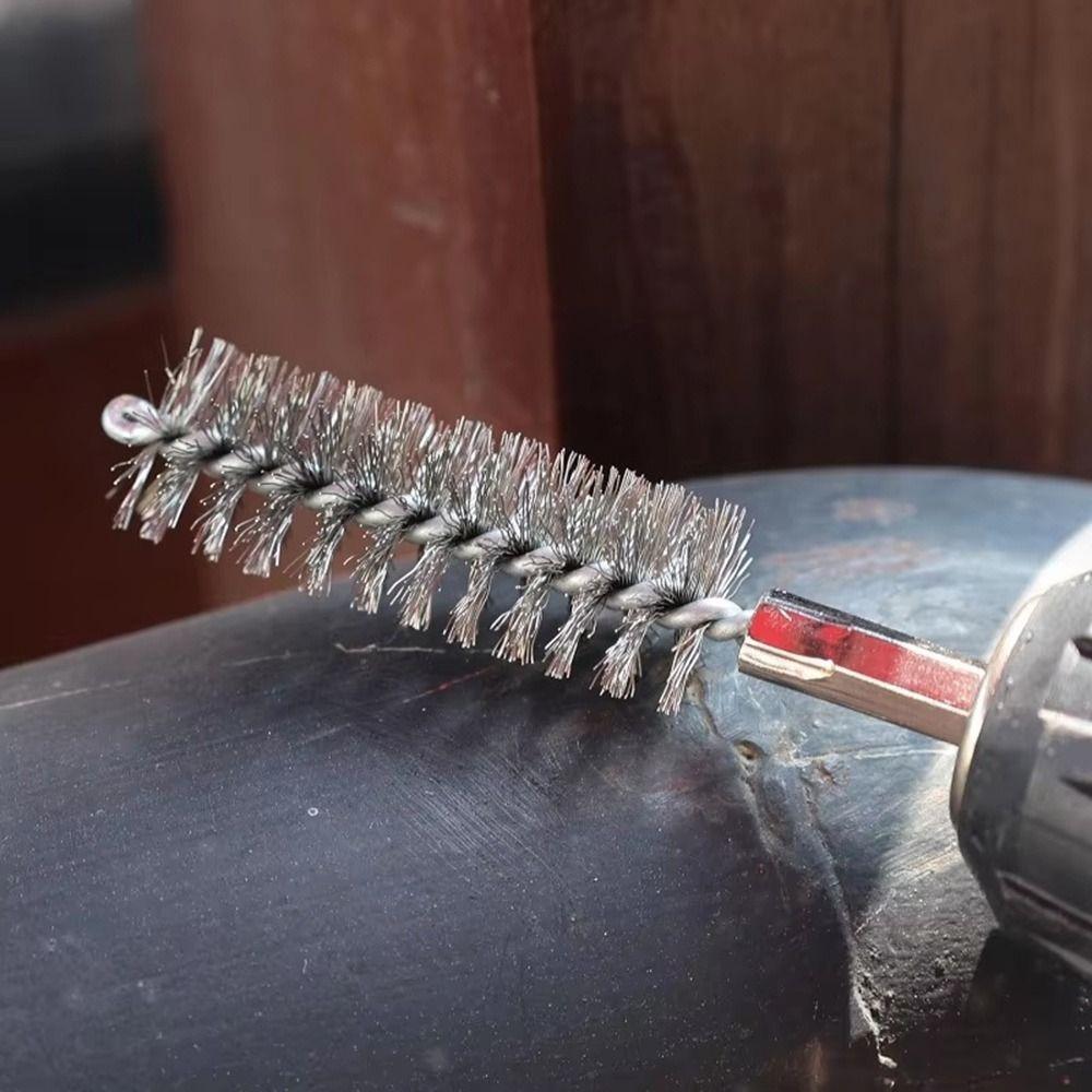 6/8/10/12/14Pcs With Handle Steel Bore Brush Cleaning Brush for Power Drill Impact Driver