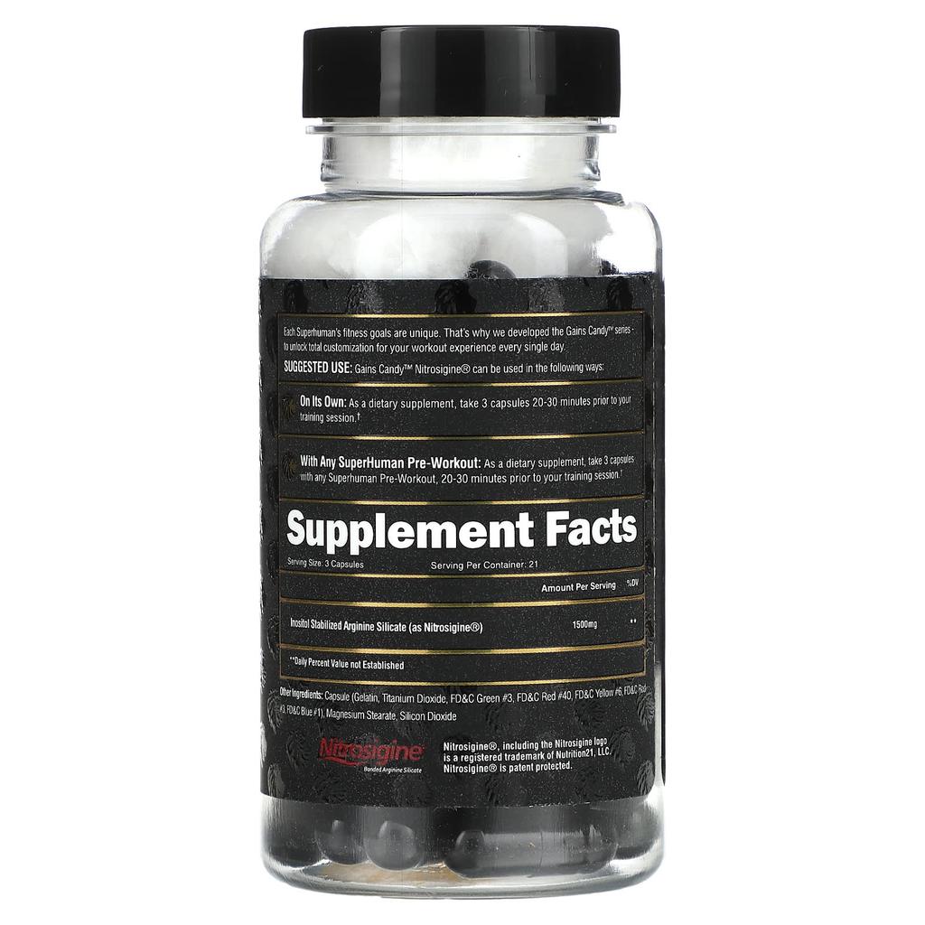 Gain Candy, Nitrosigine, 63 Capsules (500Mg per Capsule)