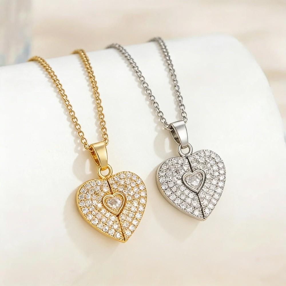 Heart-shaped Pendant Heart-shaped Necklace Handmade Couple Love Locket Heart Opening Locket Gift