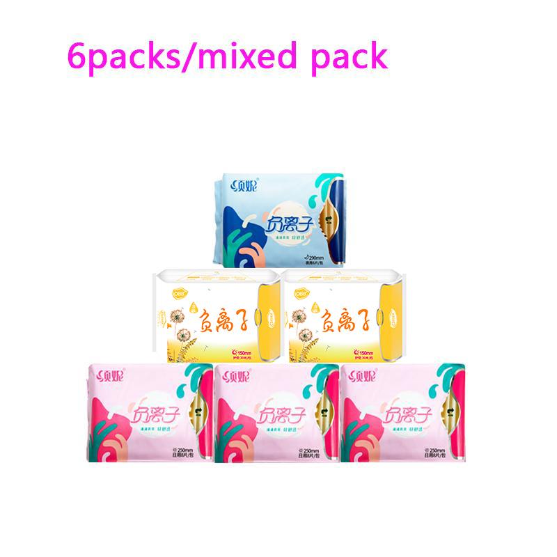 6packs Anion Santitary Napkin Women Menstrual Pads Panty Liners for Daily Use Health Care Pads Daily Sanitary Towel Lady Pads