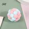 Plush Cat Toy Ball with Built-in Bell Soft Macaron Balls Fun Plaything Bite-Resistant Chew Toys for Indoor Cats and Kittens Noise Making