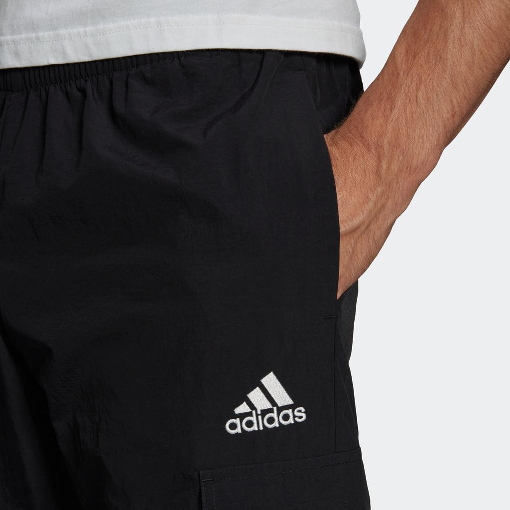 Adidas Спортивные брюки-карго с однотонным логотипом, мужские, черные, HE1859