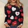 Женская повседневная мода сексуальный удобный День святого Валентина принтованный круглый вырез длинный рукав топ