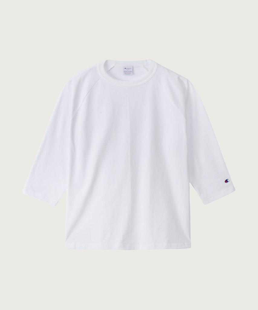 CHAMPION T1011 Heavyweight Raglan 3/4 Sleeve T-Shirt White (Made In Usa)