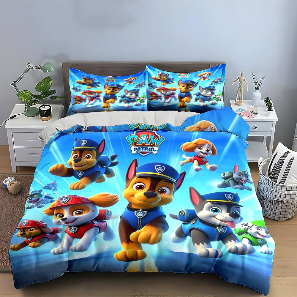 Paw Patrol Cartoon Bedding Set for Kids Bedding set (1 duvet cover, 2 pillowcases, duvet not included)