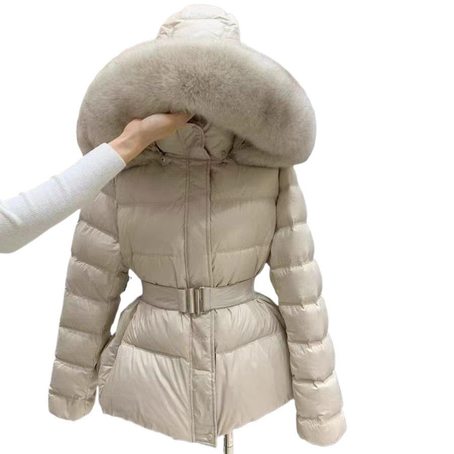South Korea's new winter new slim waist and thin thickened down cotton clothes women's big fur collar jacket