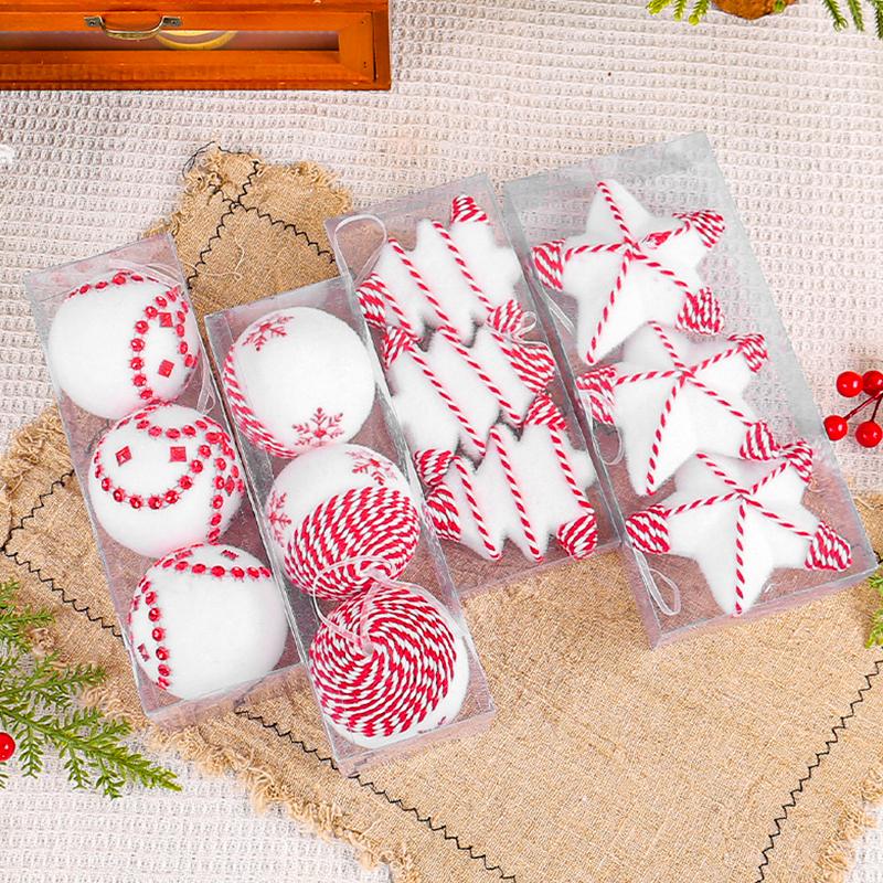 3pcs Christmas Ball Xmas Tree Hanging Ornaments Foam Ball Pendant Christmas Decorations Party Navidad New Year Home Decor