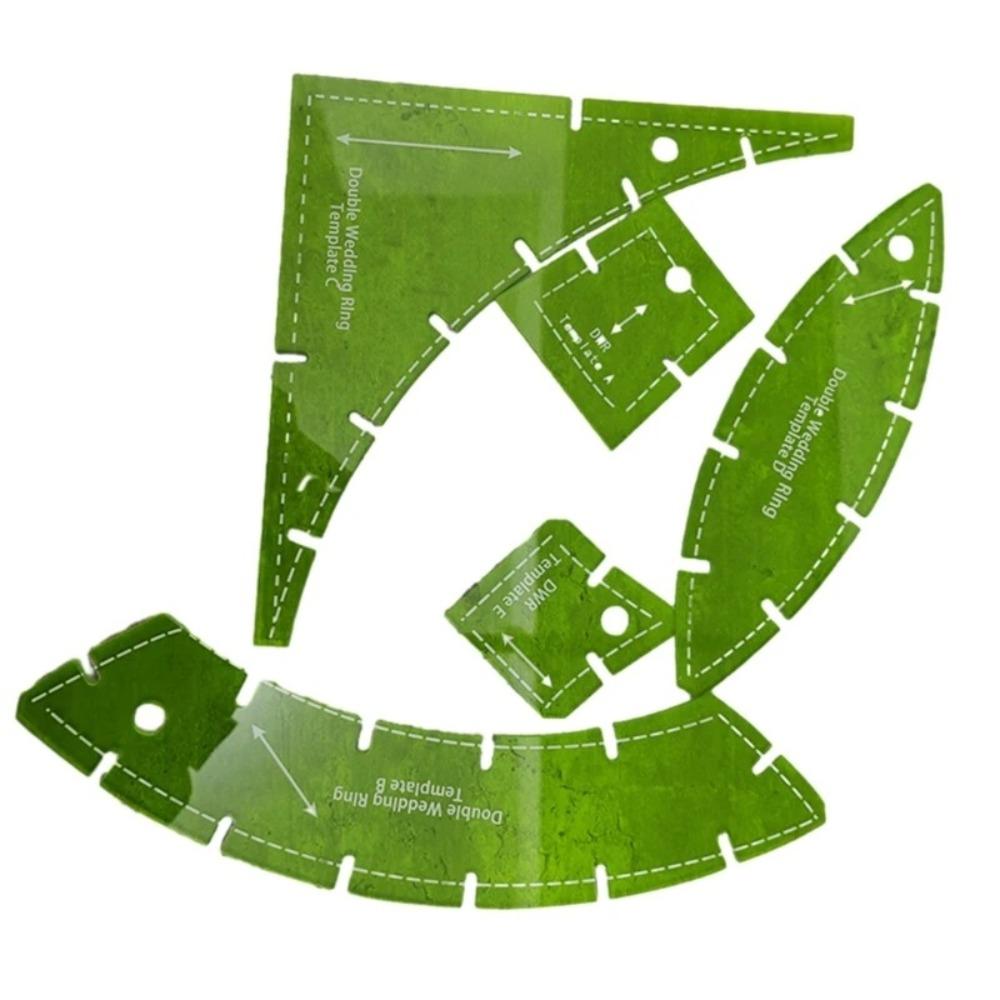 5pcs/Set Double Wedding Rings Slit N Sew Templates Quilting Pathcwork Ruler  Sewing Accessories