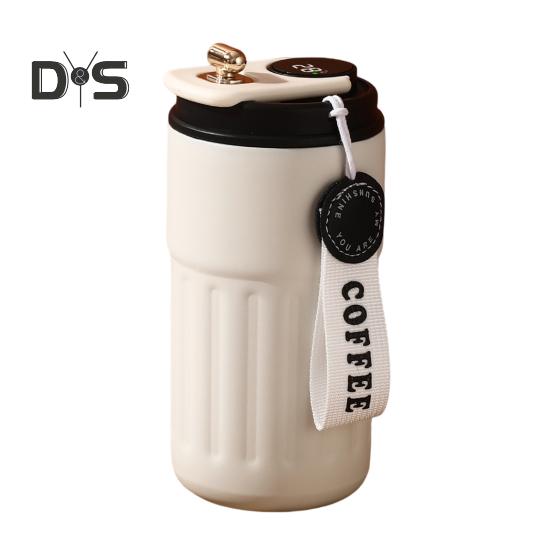 Термокружка для кофе с дисплеем температуры, 450 мл, герметичная крышка, нержавеющая сталь, многоразовая кофейная чашка, горячая и холодная, вакуумная кружка для любителей кофе