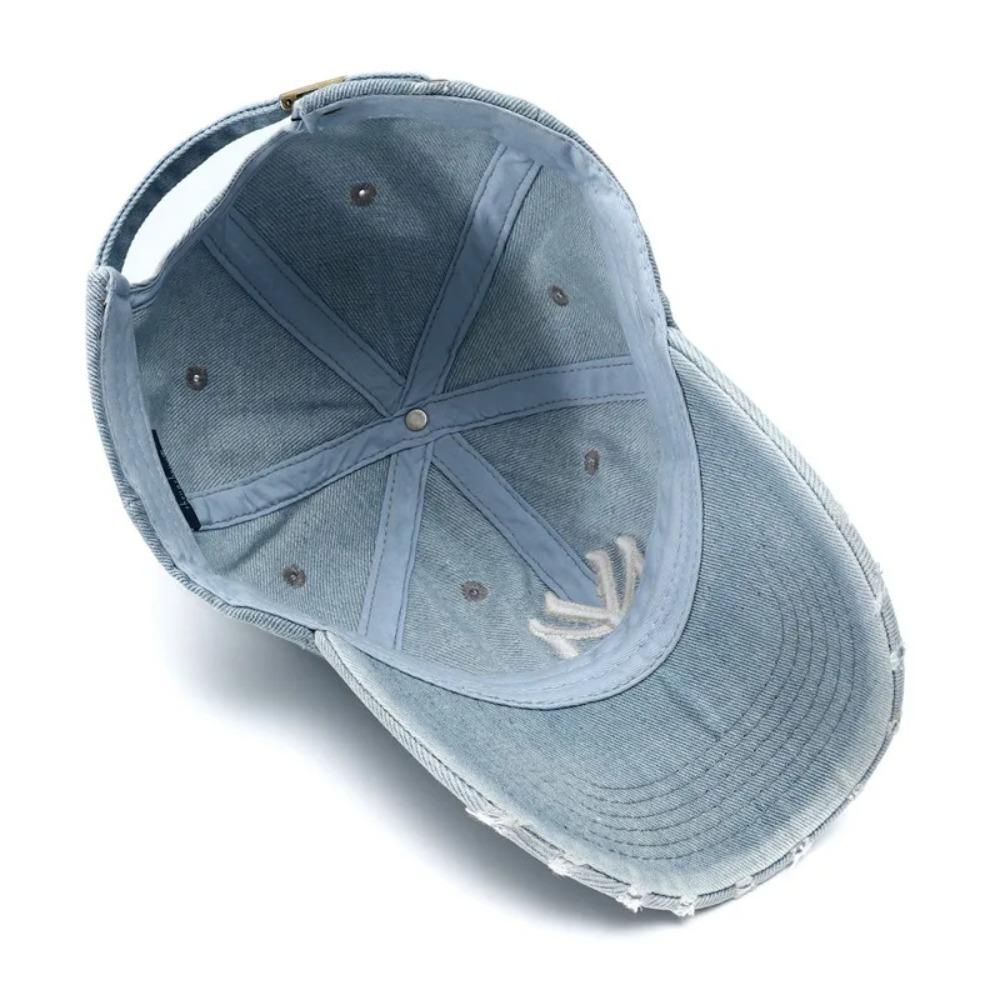 New Denim Fabric Washed Denim Baseball Cap Non Fading Washable Cowboy Baseball Cap Soft Breathable Soft Top Sunshade Hat