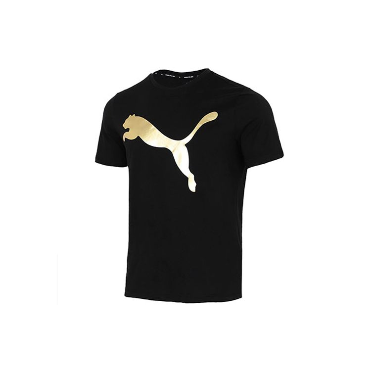 Puma Бег Тренировки Фитнес Дышащая Повседневная Спортивная Футболка с Круглым Вырезом и Коротким Рукавом Мужские Топы Черные 532787-01