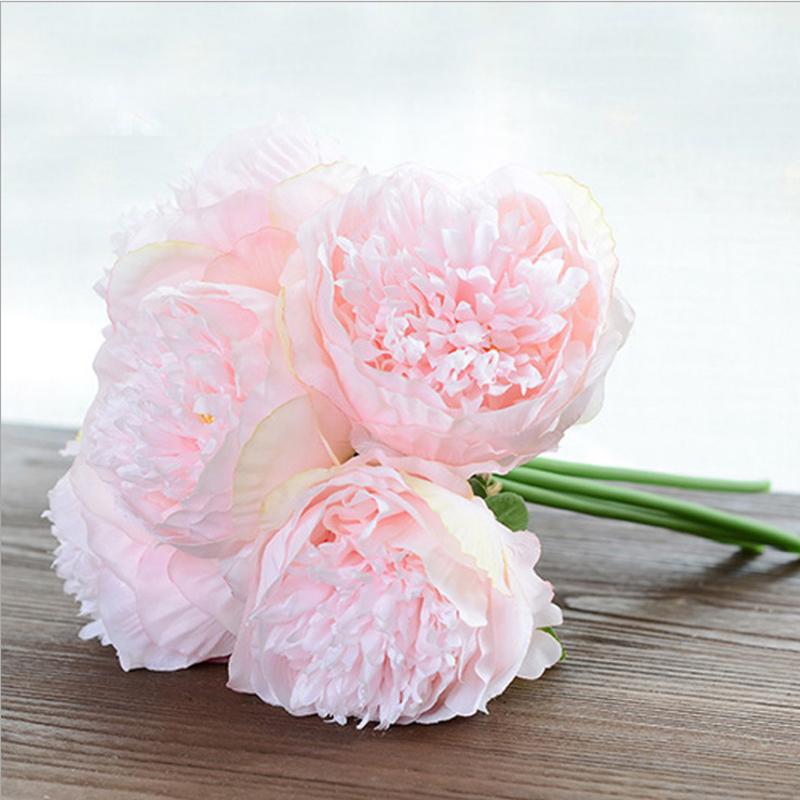5 Head Big Peony Artifcial Silk Fake Flower Home Display Wedding Decor Bouquet