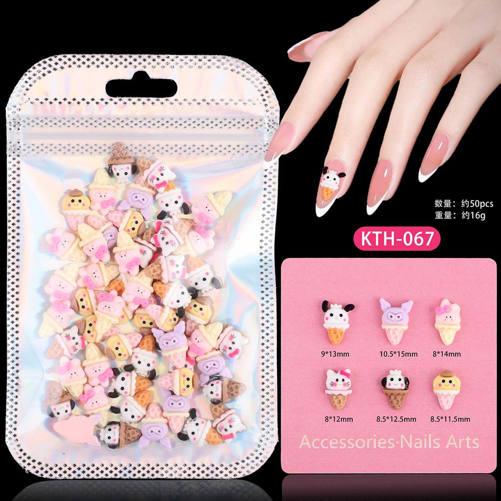 Nail Art Sweet Small Fresh Three-Dimensional Resin Candy Cookies Donuts Ice Cream Ice Cream Mixed Wear Nail Accessories