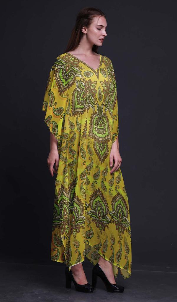 Phagun Floral & Paisley Ladies Plus Size Kaftan Summer Wear Beach Coverup Kimono