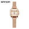 SANDA New Style Madam Watch Square Mesh Belt Fashionable Simple Roman Pattern Waterproof Quartz Women's Belt Watch Reloj Mujer