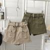 Женская юбка в корейском стиле Мини-юбка с высокой талией и поясом Короткая юбка-кюлот Уличная одежда Юбка-карго с большим карманом Шорты Мини-шорты с защитой от воздействия Юбка