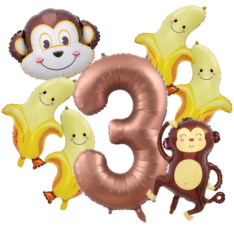 7Pcs Monkey Banana Combination Set Aluminum Film Balloon Jungle Hunting Theme Party Decor Balloon Baby Shower Globos Supplies