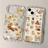 Мультяшный чехол R-Rilakkumas для iPhone 17 16e 16 15 14 13 12 11 Pro Max 8 Plus X XR XSMax с подушкой безопасности, противоударный, прозрачная задняя крышка