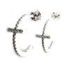 Les Trésors De Lily [M7628] - Silver White 'Cross' Hoop Earrings (rhodium-plated) - 16x6 Mm
