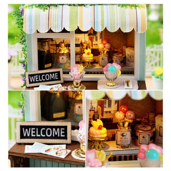 1 Set DIY Miniature Dollhouse Kit with LED 3D Handmade House Model Desktop Mini House Building Decoration Kids Adults Tiny Doll House Assembly Toy