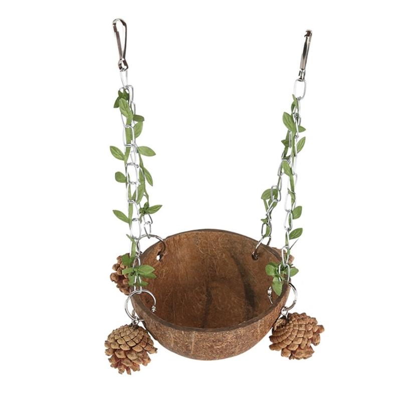 Hanging Bird House For Cage Bird Swing Toy With Chewing Toy Coconut Bird Nest Breeding Nesting Parrots Hanging Bed