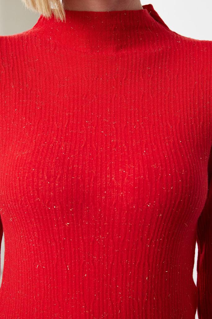 Женский свитер элегантного стиля зеленый из премиальной пряжи специальной пряжи со стойкой трикотажный свитер