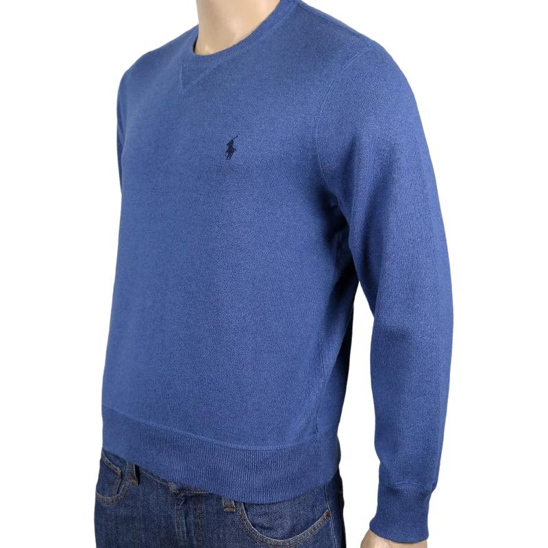 Polo Ralph Lauren Вышитый трикотажный свитер с круглым вырезом и длинным рукавом Мужской свитер Синий MNPOSWE16820536-400