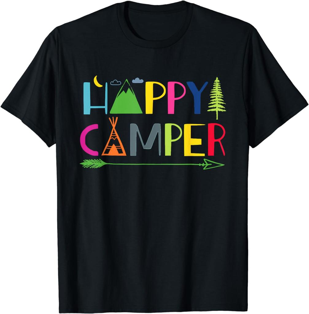 Arrow Camper Happy Summer Camp Camping Gift Men Women Kids TShirt Funny Birthday Gift Shirts Cotton Graphic T Shirts Streetwear