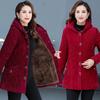 Women Corduroy Jackets Autumn Winter Solid Loose Outwaer Female Casual Middle-aged Thicken Warm Hooded Female Overcoats