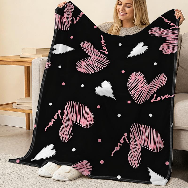 Postpartum Warm Flannel Blanket | Non-Pilling Heart Series, Soft Cozy Blanket for Home, All-Season Use, Ideal Valentine's Gift