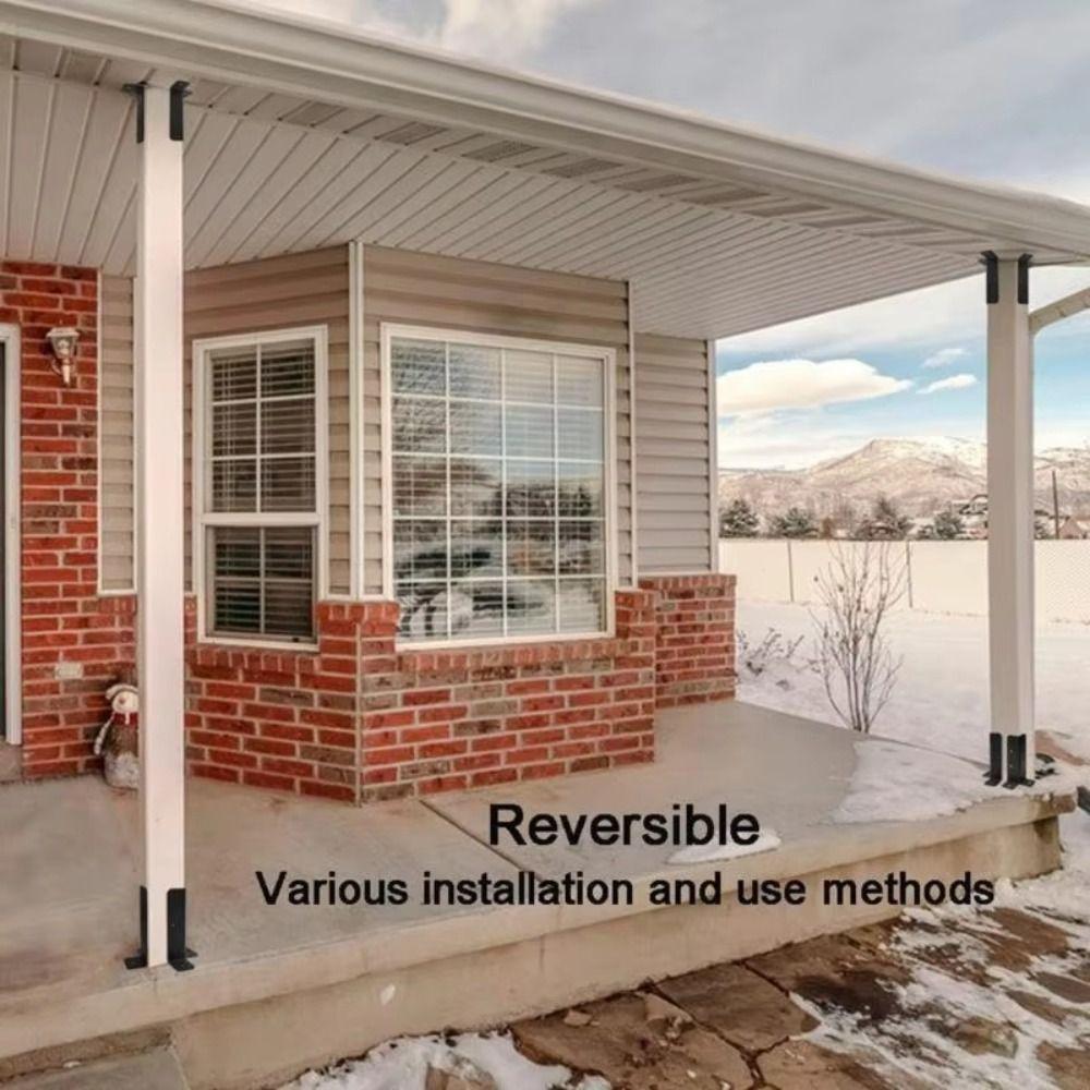 4pcs Adjustable Post Base Brackets Heavy Duty Black Fence Post Base Support Corrosion Resistant Metal Pergola Post Base Brackets