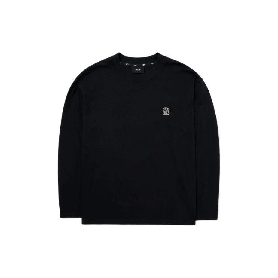 MLB Base Logo T Shirts Unisex Black Crew Neck Moderate Straight Fit 3ATSB0124-50BKS