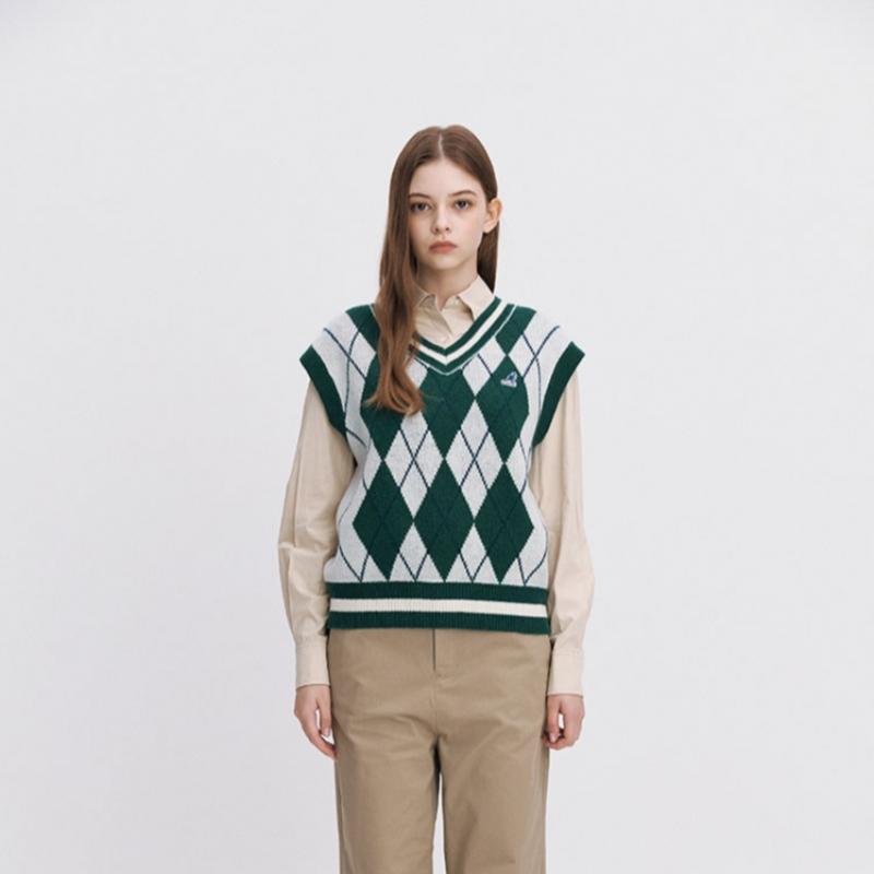 KANGOL Женский трикотажный жилет в ромбы S 1877 Зеленый