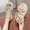 French Flower High Heels Beach Sandals 2025 Summer New Wear Fairy Style with Skirt Platform Sandals Female