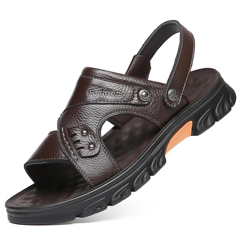 Модные мужские сандалии, тапочки из натуральной коровьей кожи, летняя мужская обувь, повседневные сандалии для отдыха на природе, пляжная обувь, большой размер 38-47