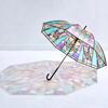 British Style Rainforest Arch Transparent Vintage Umbrella Painted Glass Transparent Rain Long Handle Automatic Umbrella