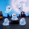 6Pcs Luminous Mini Resin Ghost Figurines Glowing Halloween Ornaments Small Ghost Micro Miniature Statue for Outdoor House Landscape Party
