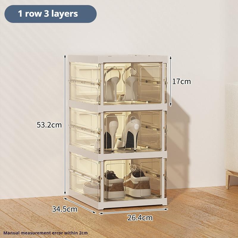 Штабелируемая пластиковая полка для обуви, складная, прозрачная, легко собираемая, ящик для хранения обуви, вместительный шкаф для обуви, экономит место