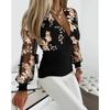Autumn Long-sleeved Sexy V-neck Lace Patchwork Shirt for Women