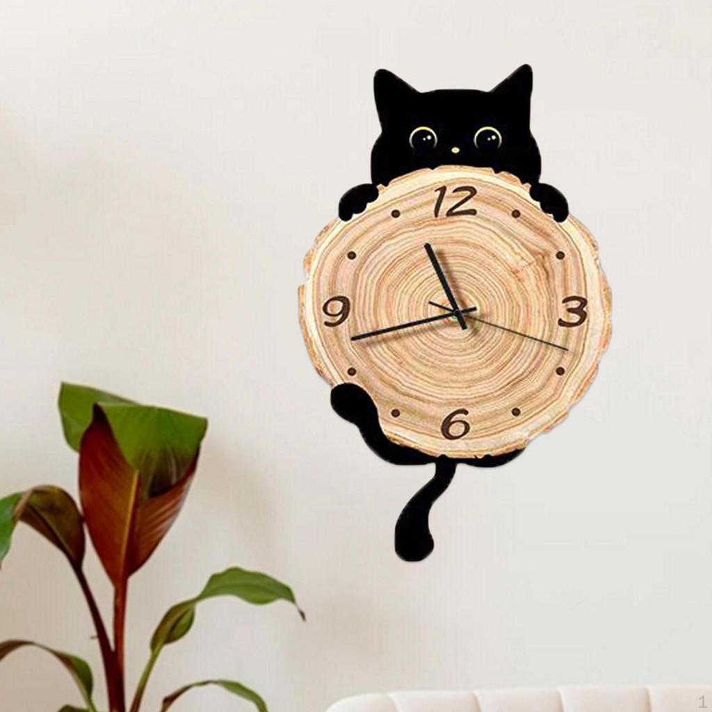 Кошка настенные часы орнамент декоративные большие арабские цифры декор подвесной для школы